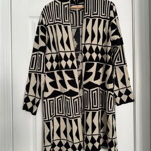 Altar'd State Black and Cream Geometric Cardigan